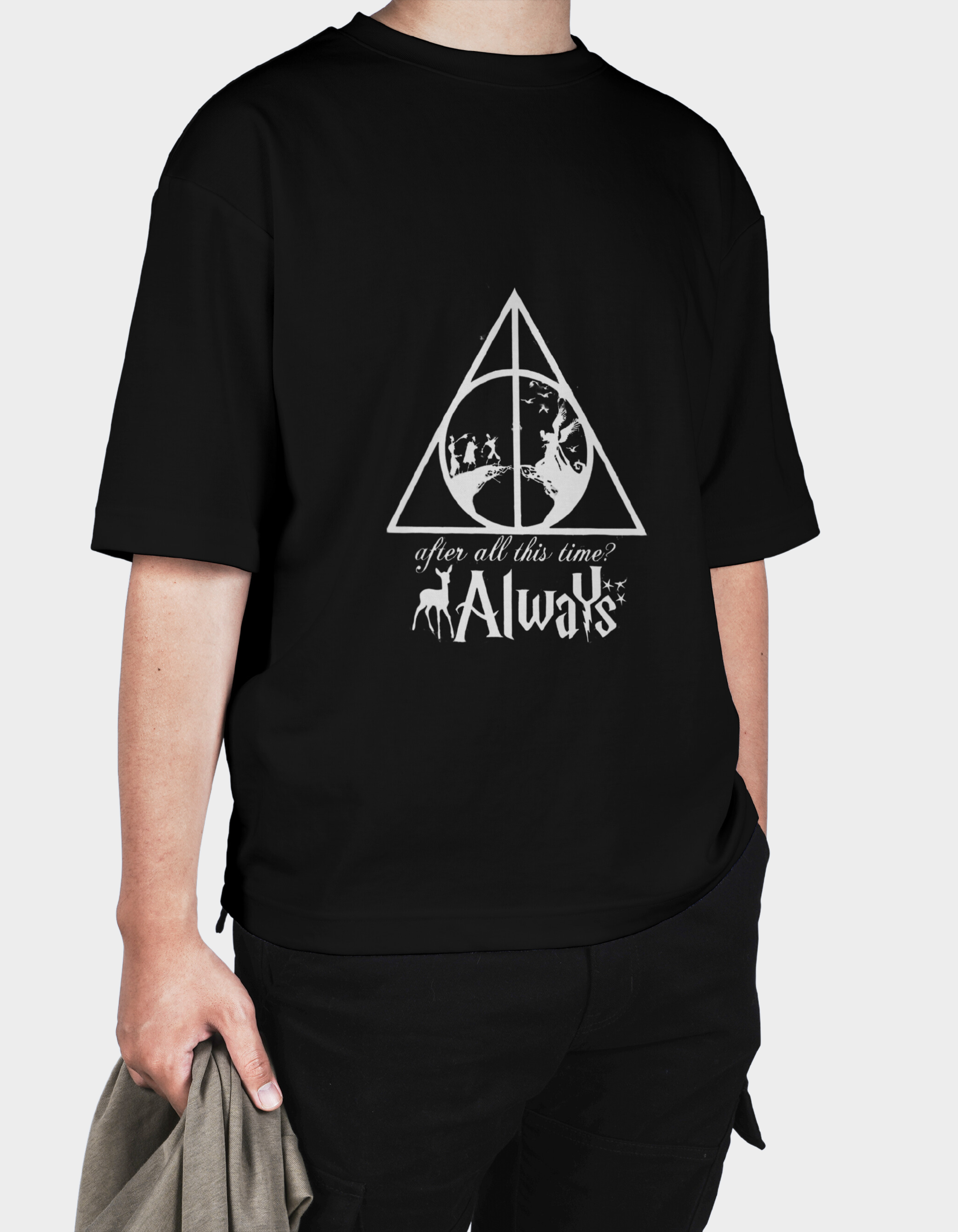 Always Patronus - Black Oversized T-Shirt