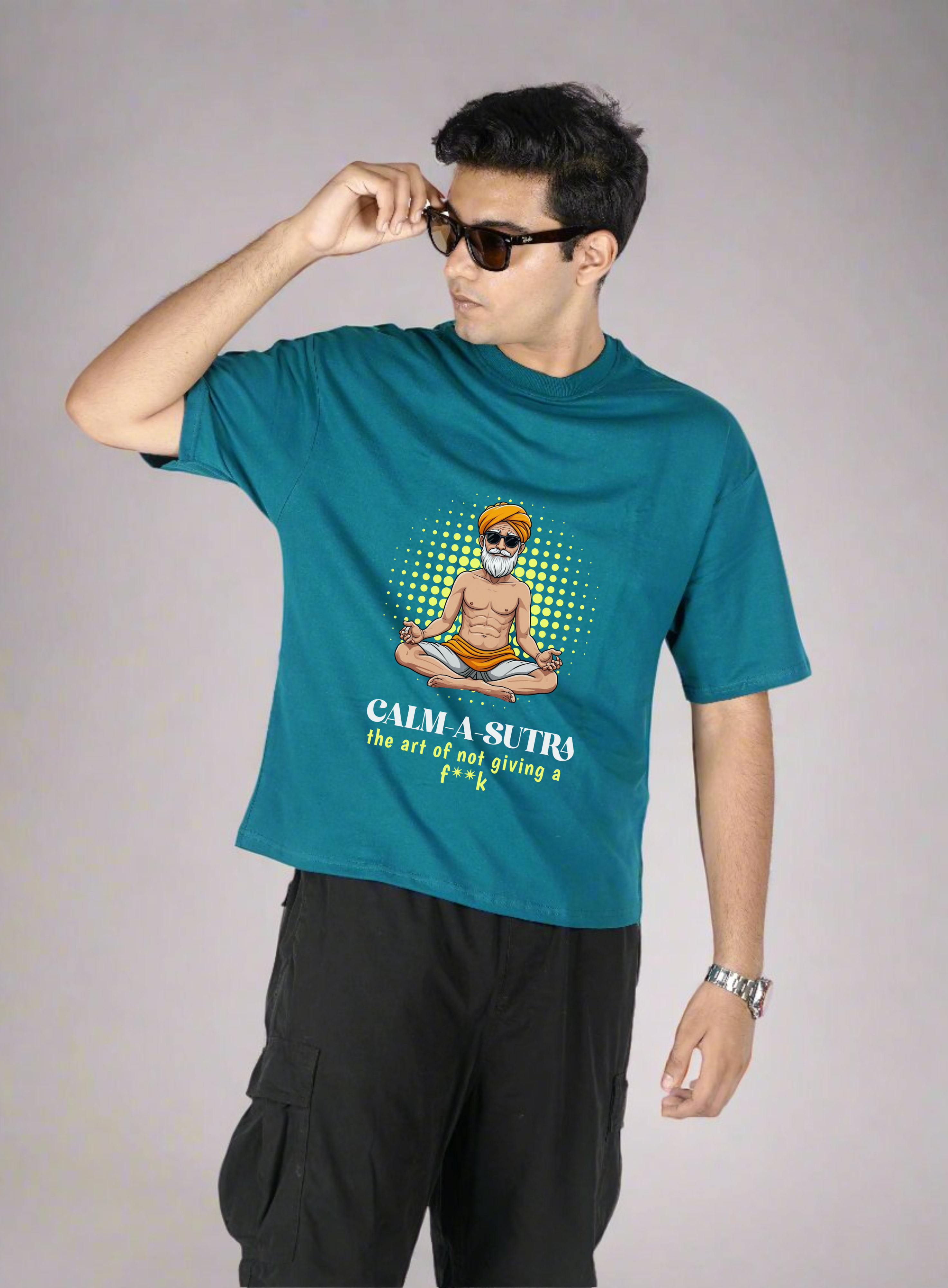 Calm-A-Sutra - Crystal Teal - Premium Oversized T-Shirt