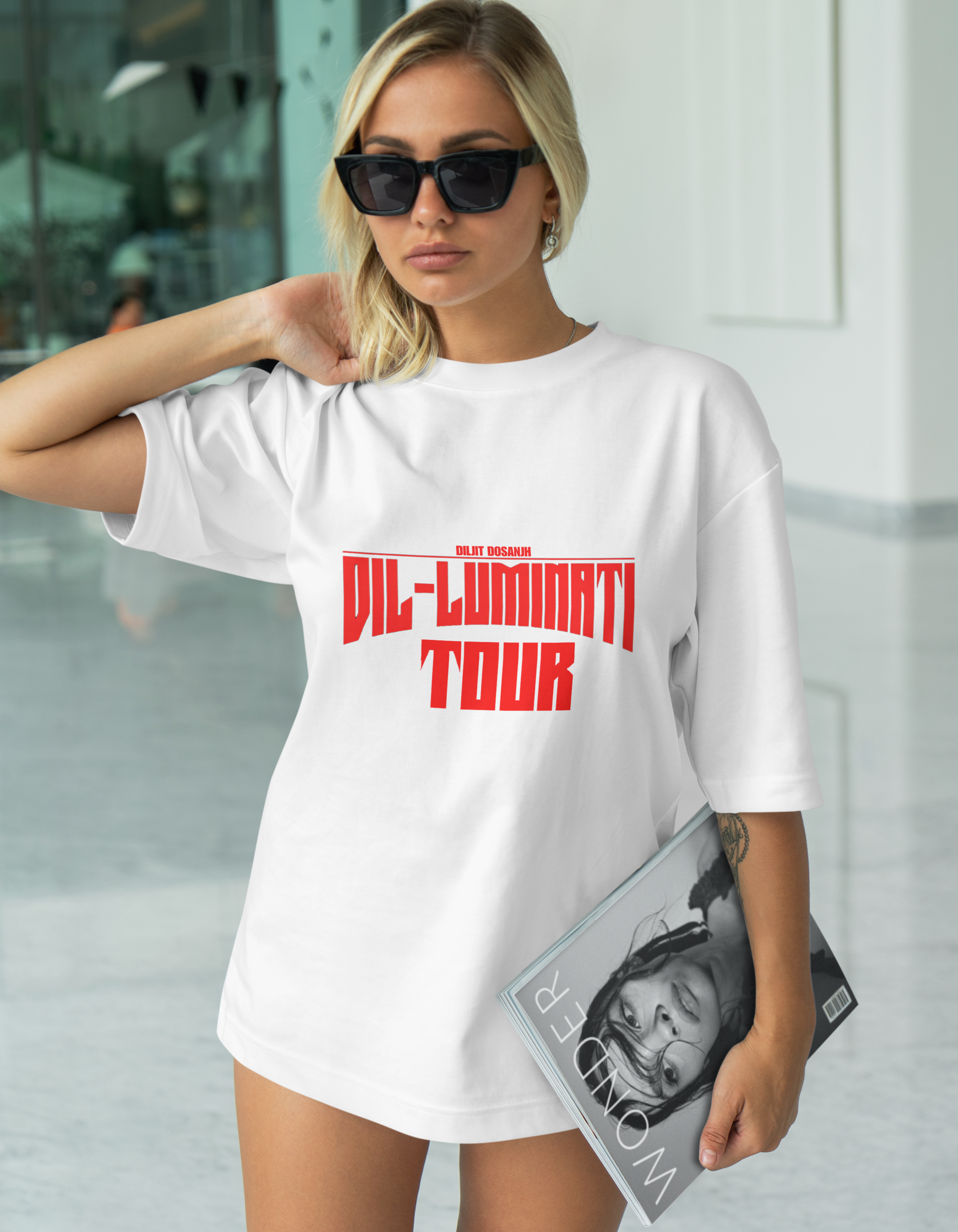 Dil-Luminati Tour - White Oversized T-Shirt