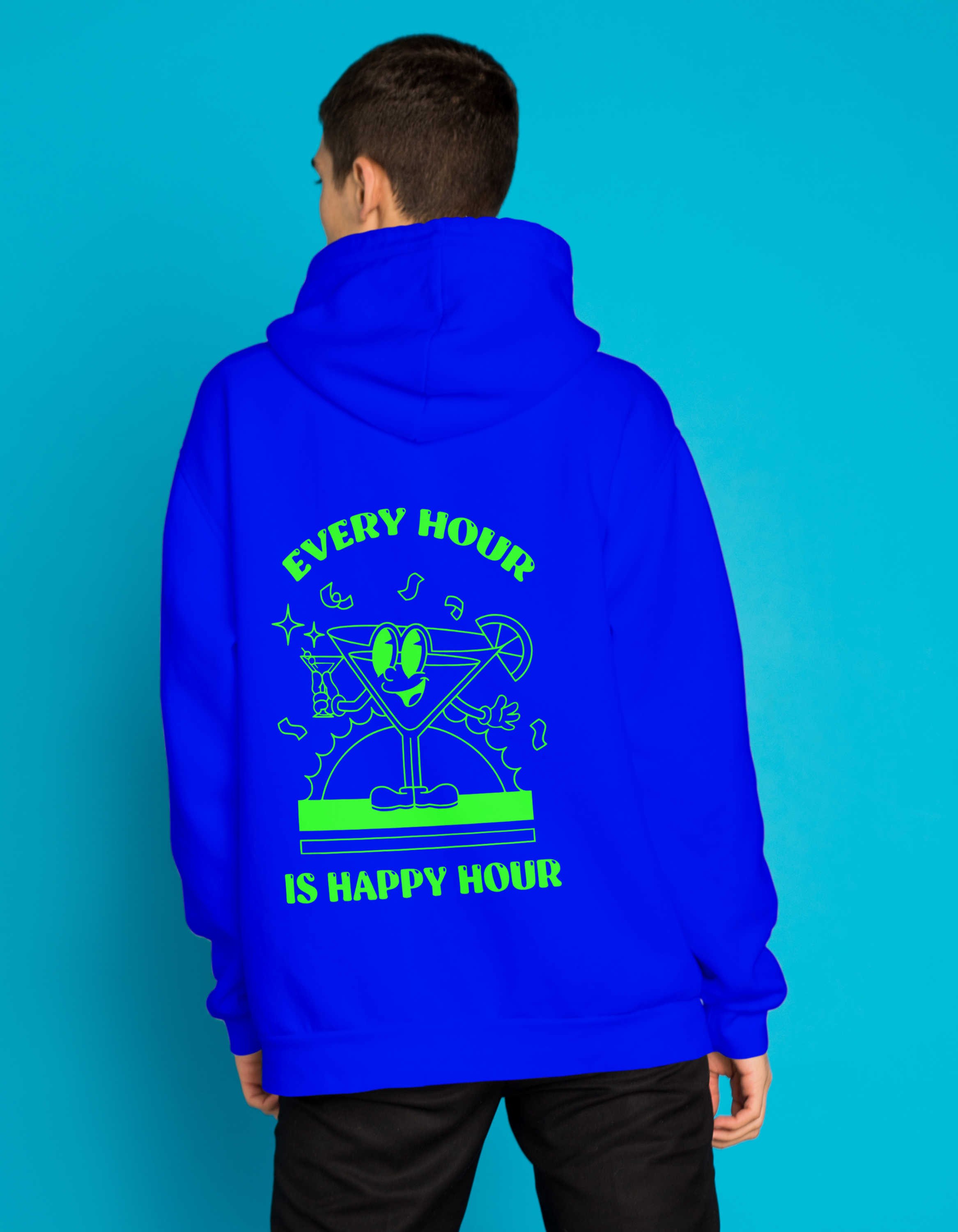 Happy Hour - Royal Blue Oversized Hoodie