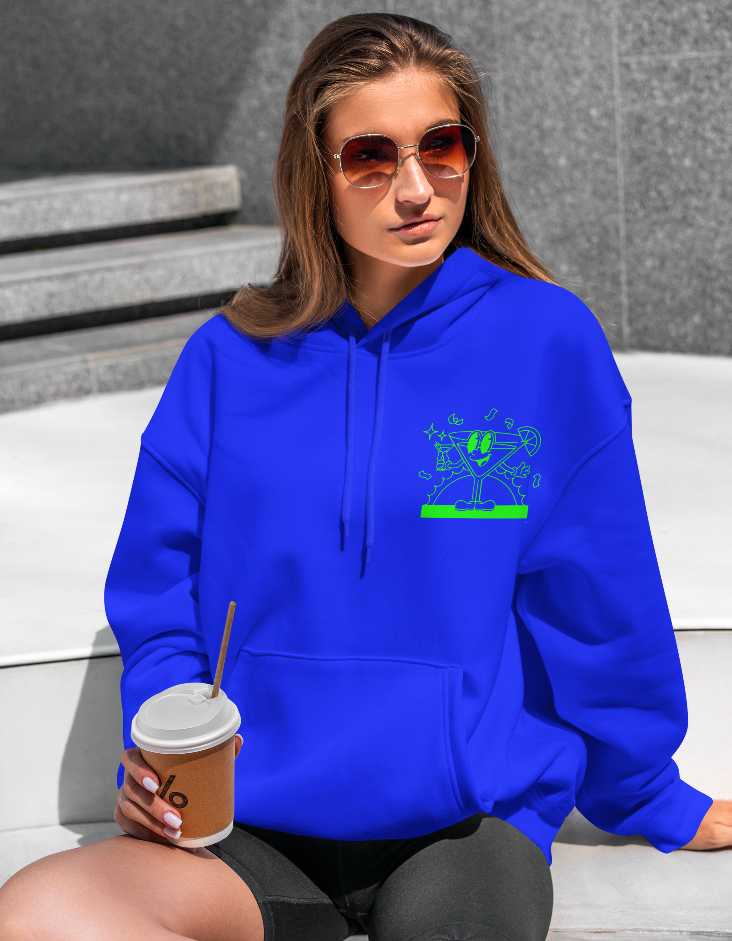 Happy Hour - Royal Blue Oversized Hoodie