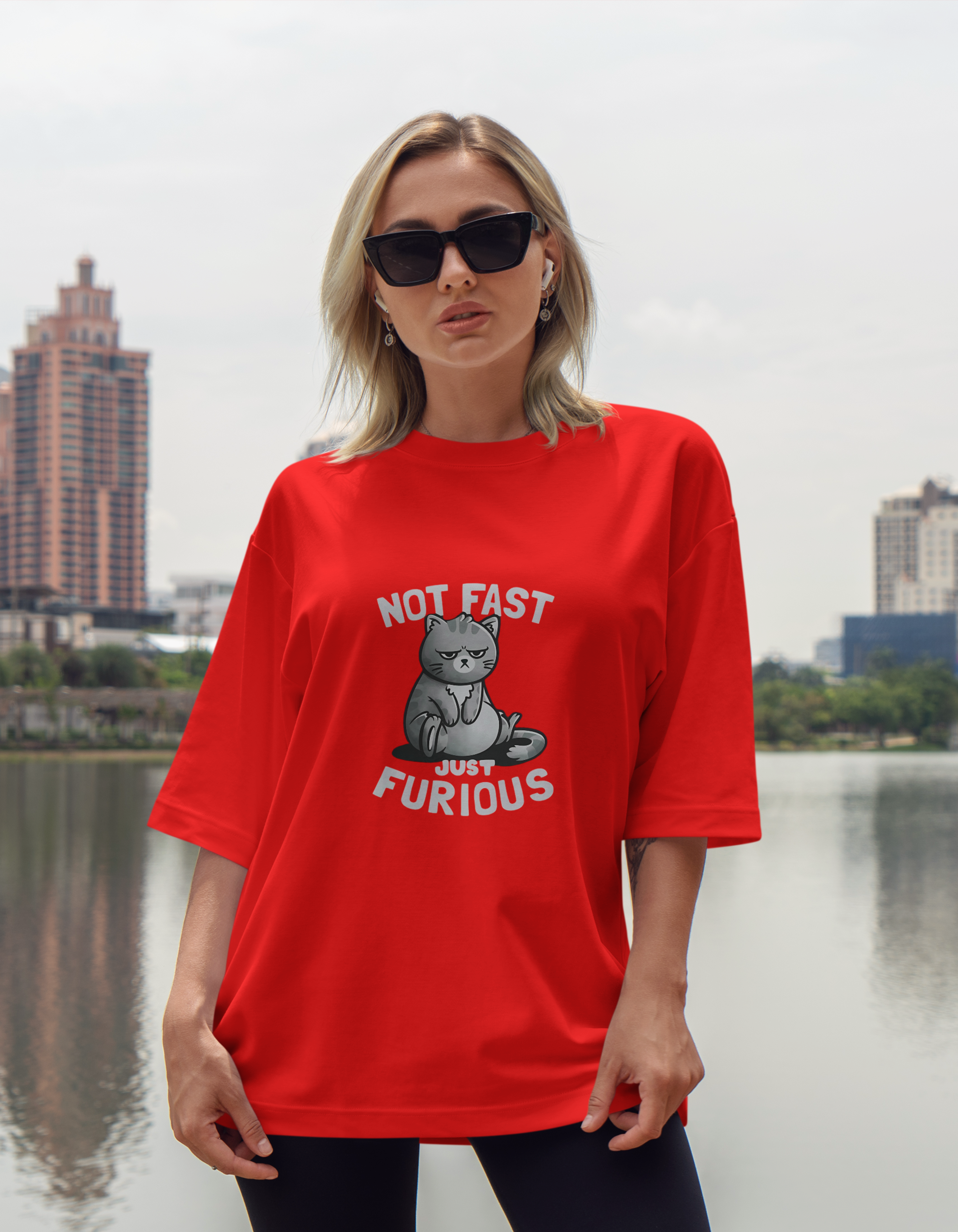 Not Fast Just Furious - Red Oversized T-Shirt