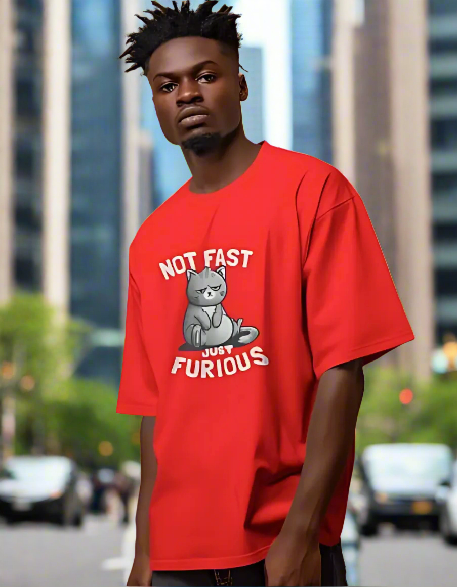 Not Fast Just Furious - Red Oversized T-Shirt