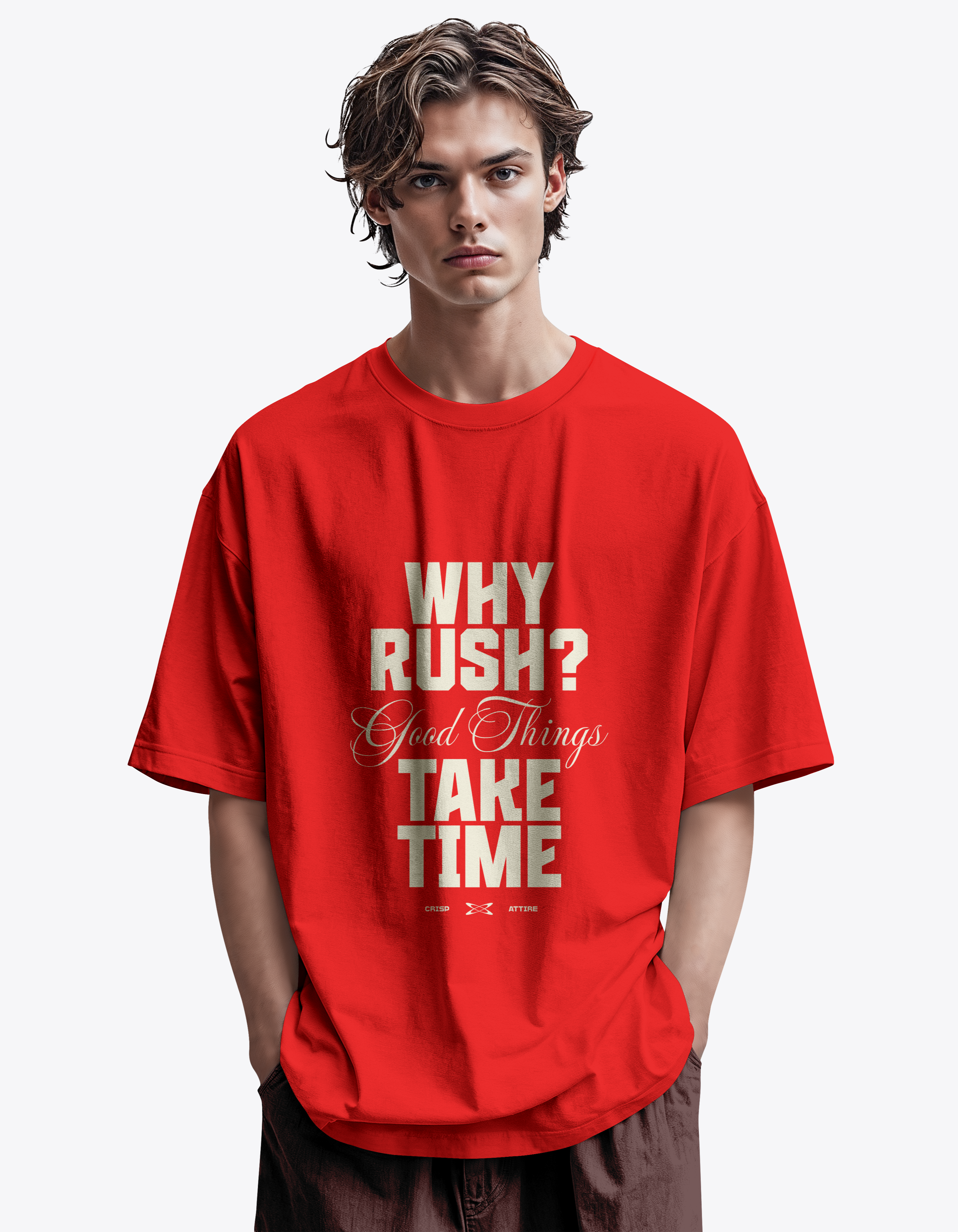 Good Things Take Time - Red Oversized T-Shirt