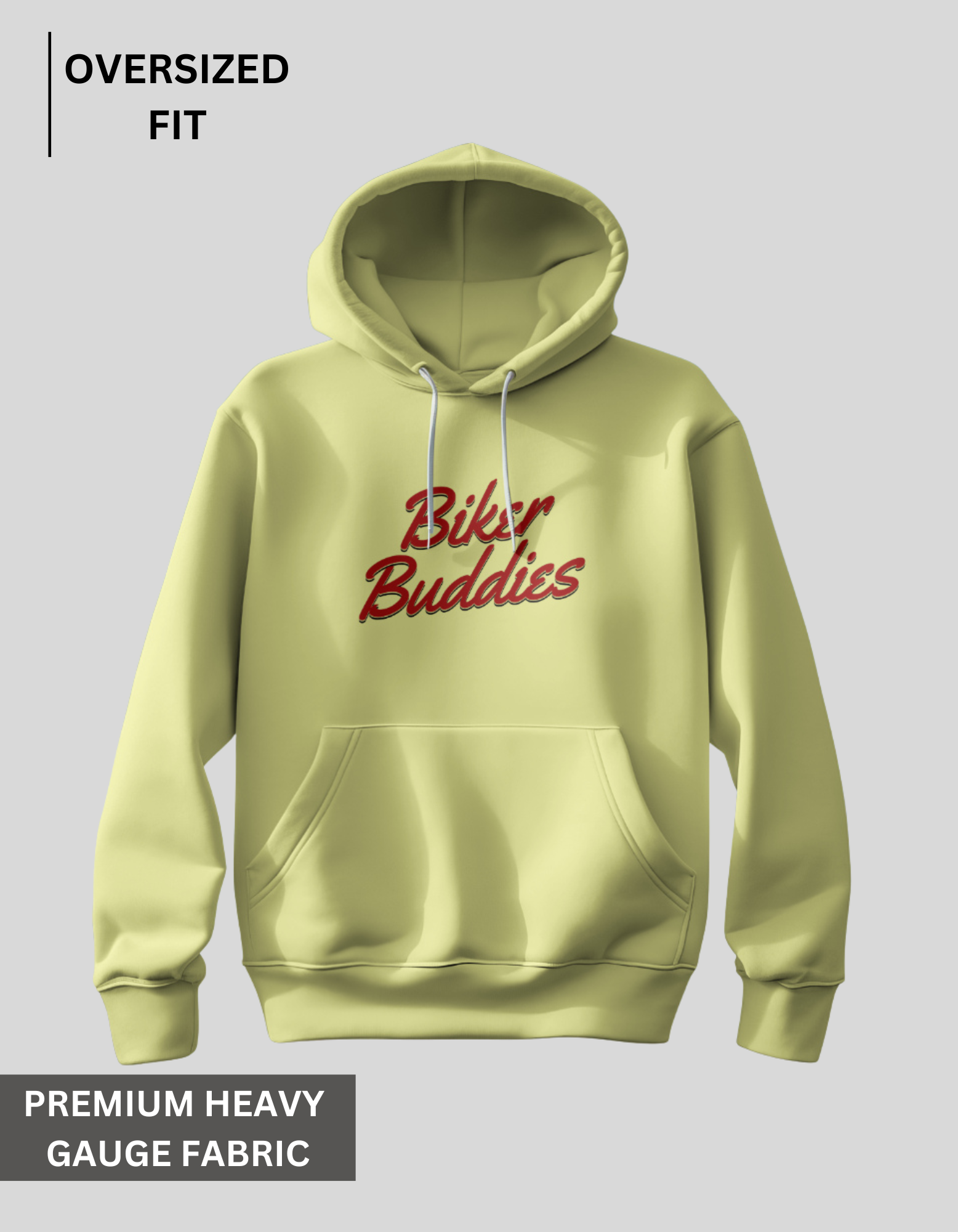 Biker Buddies - Beige Oversized Hoodie