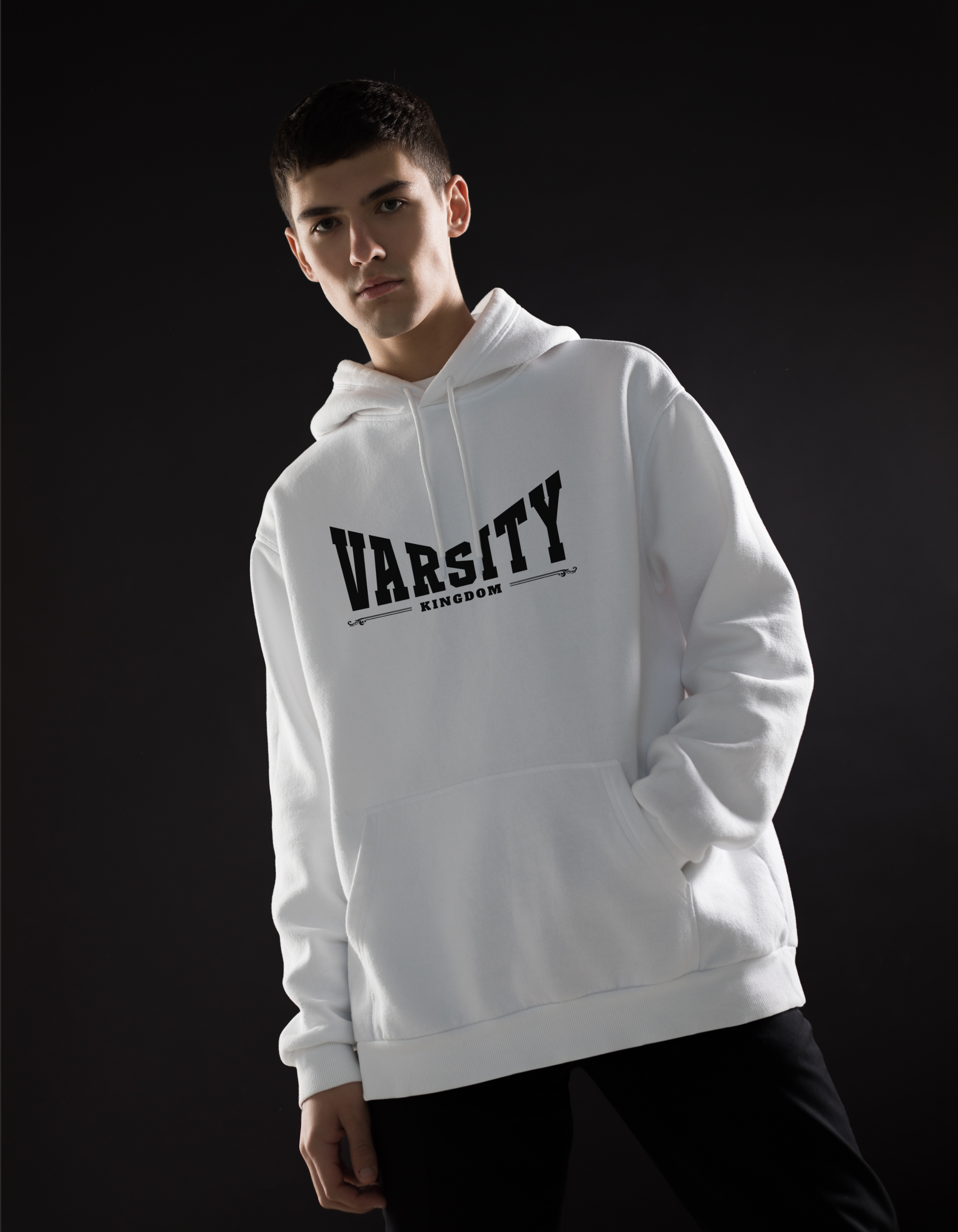 Varsity Kingdom - White Oversized Hoodie