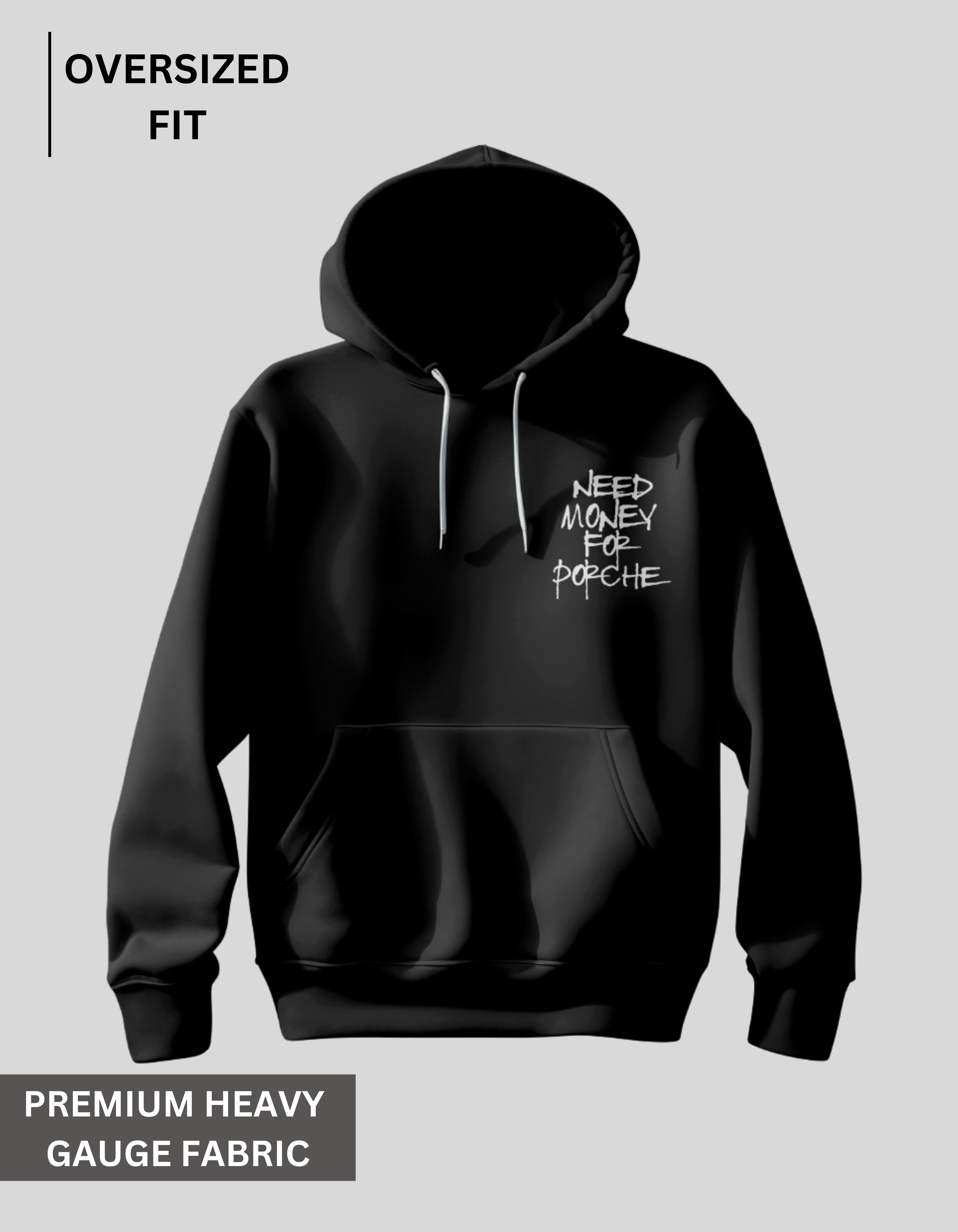 Need Money For Porche - Black Oversized Hoodie