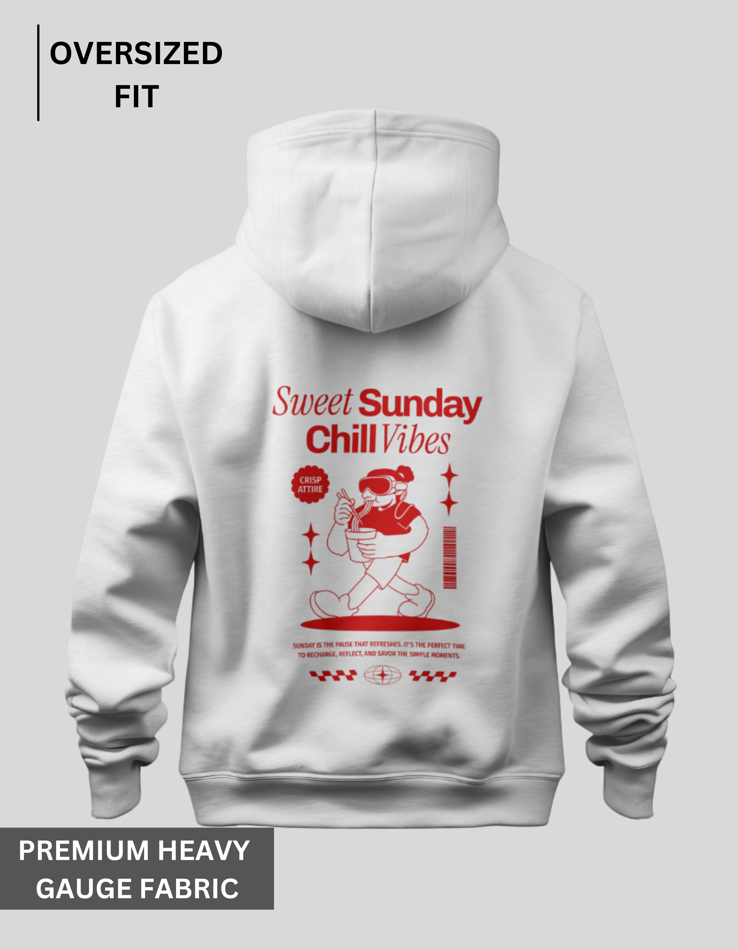 Sweet Sunday Chill Vibes - White Oversized Hoodie