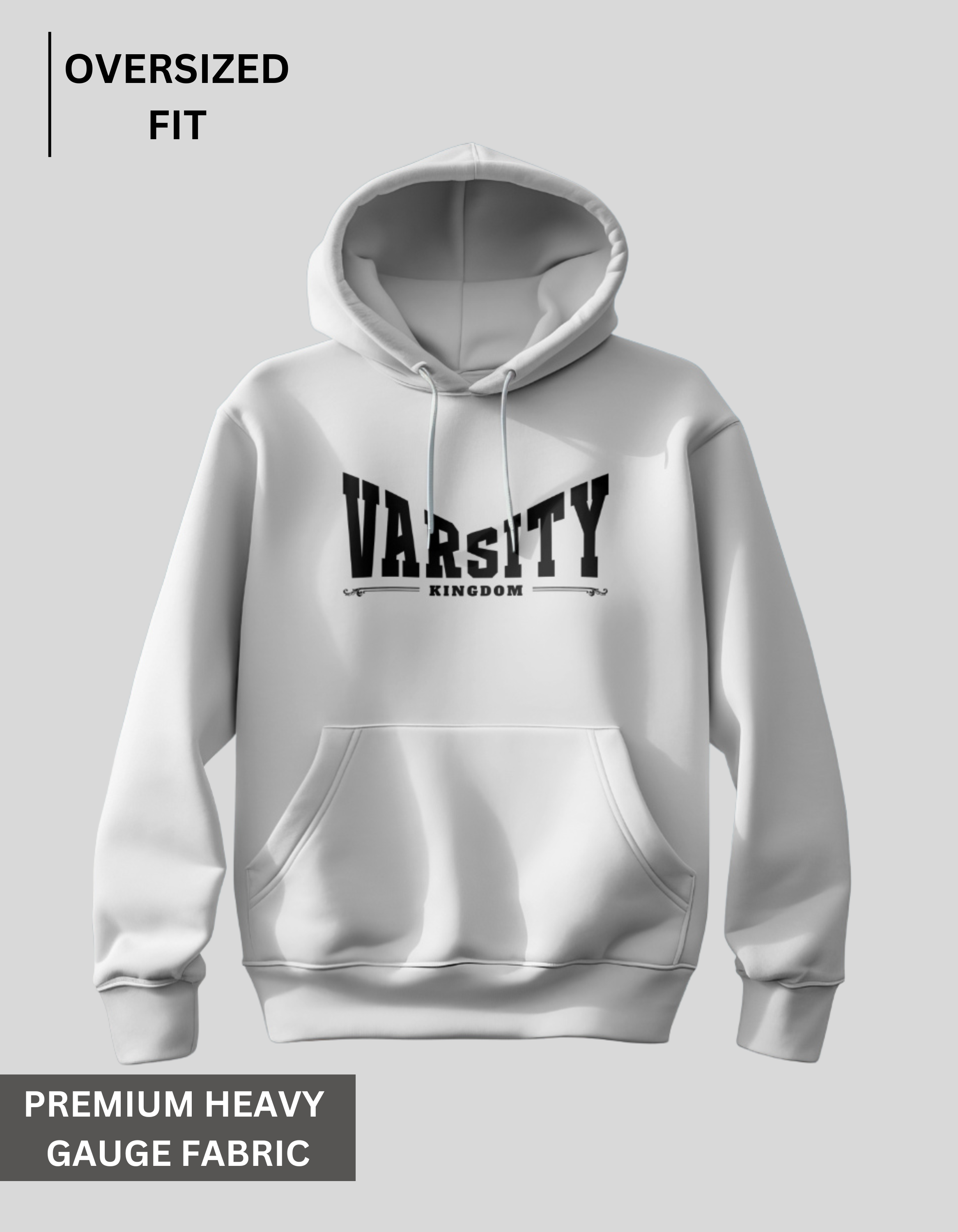 Varsity Kingdom - White Oversized Hoodie