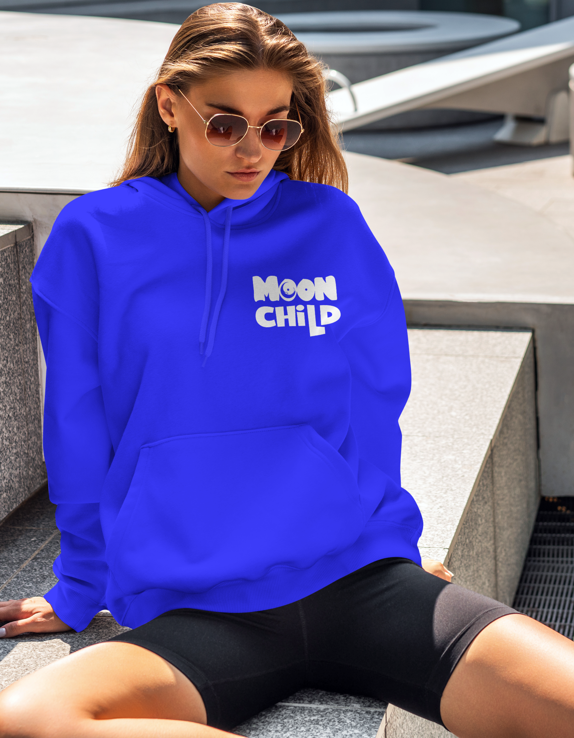 Moon Child - Royal Blue Oversized Hoodie