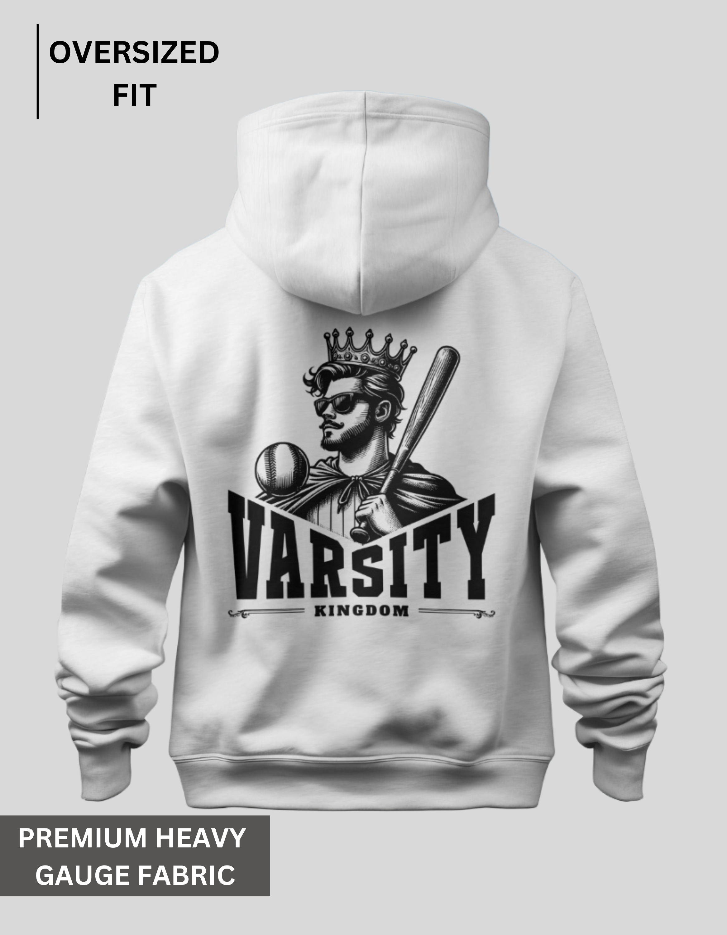 Varsity Kingdom - White Oversized Hoodie