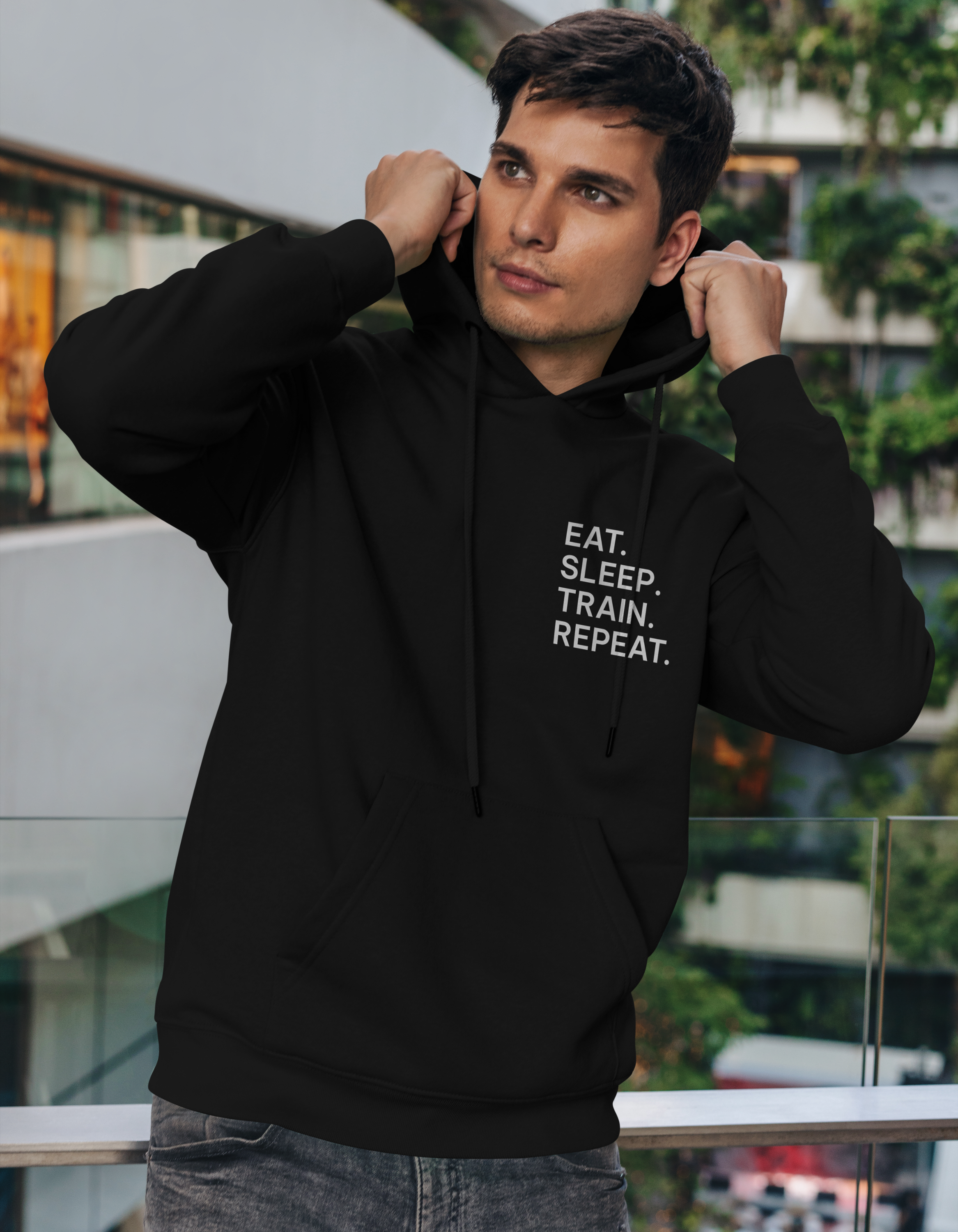 Eat Sleep Train Repeat - Black Oversized Hoodie