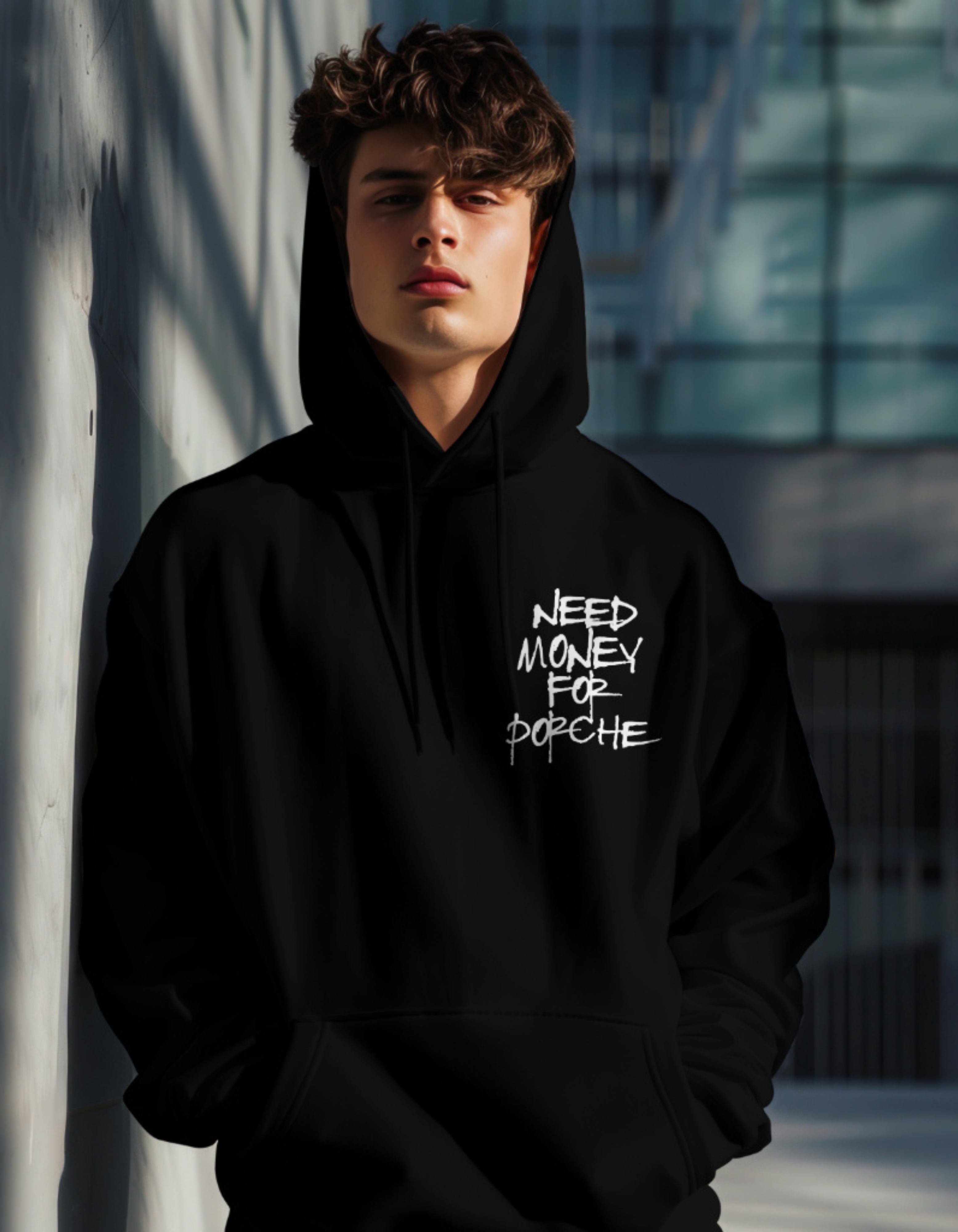 Need Money For Porche - Black Oversized Hoodie