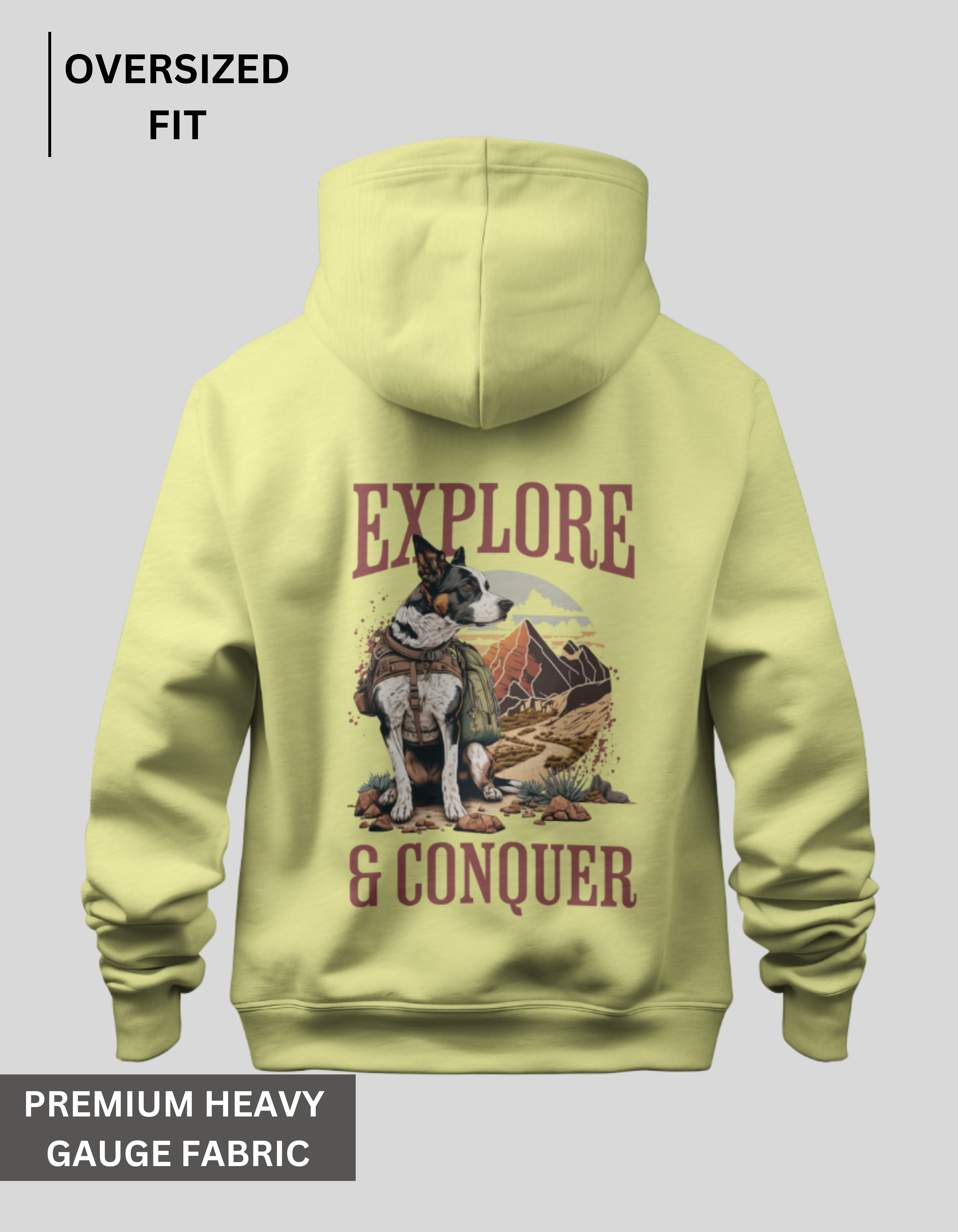 Explore and Conquer - Beige Oversized Hoodie