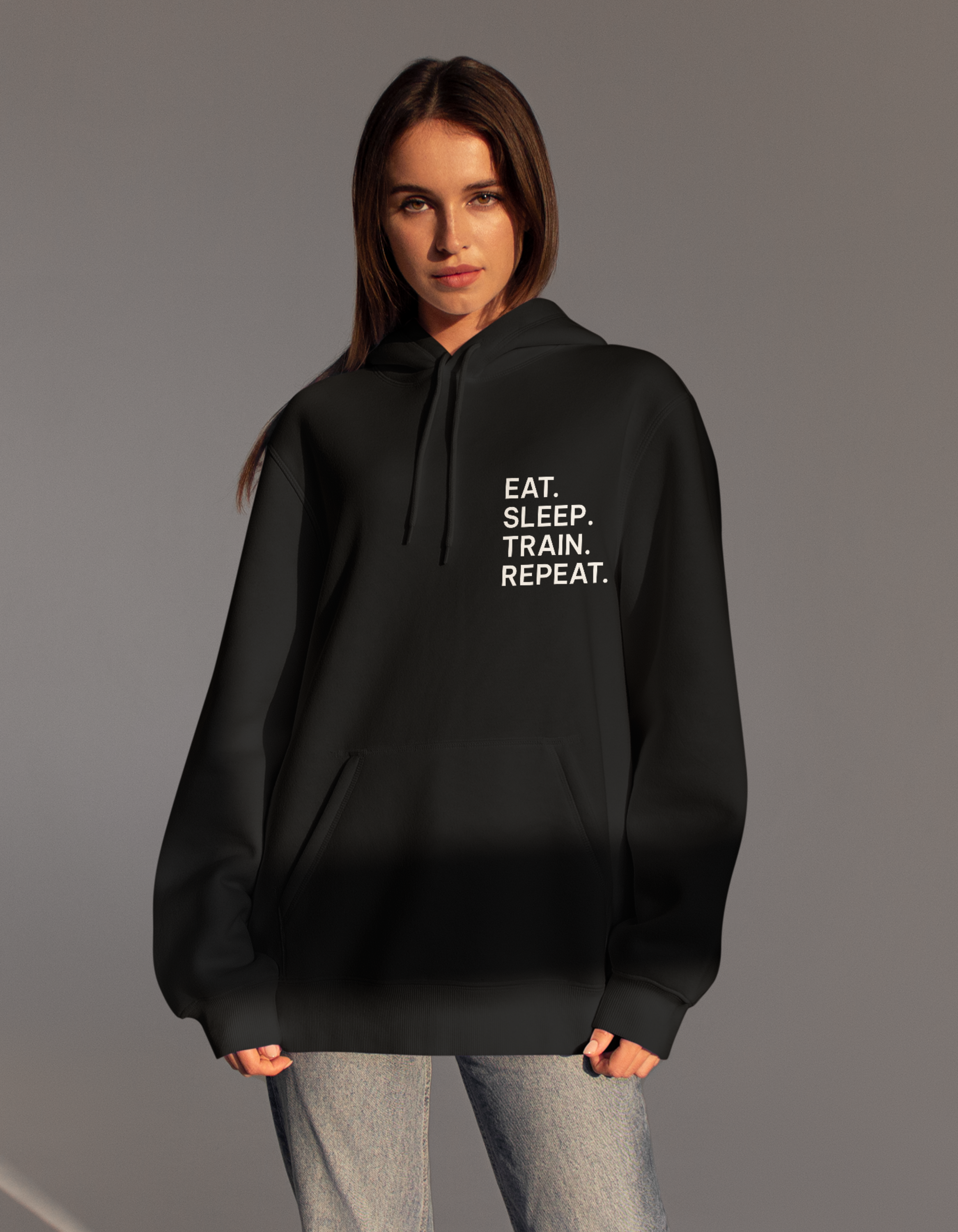 Eat Sleep Train Repeat - Black Oversized Hoodie