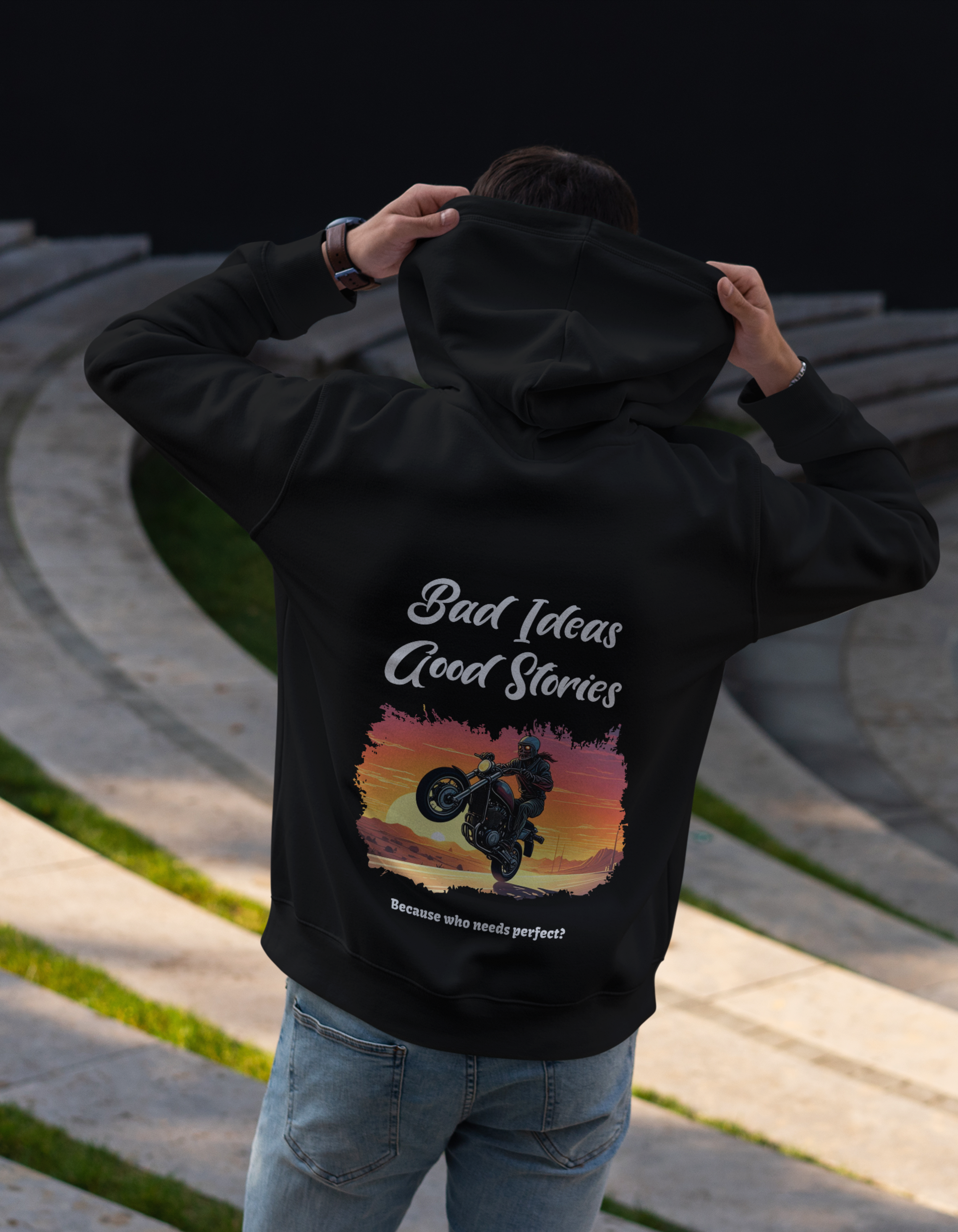 Bad Ideas Good Stories - Black Oversized Hoodie