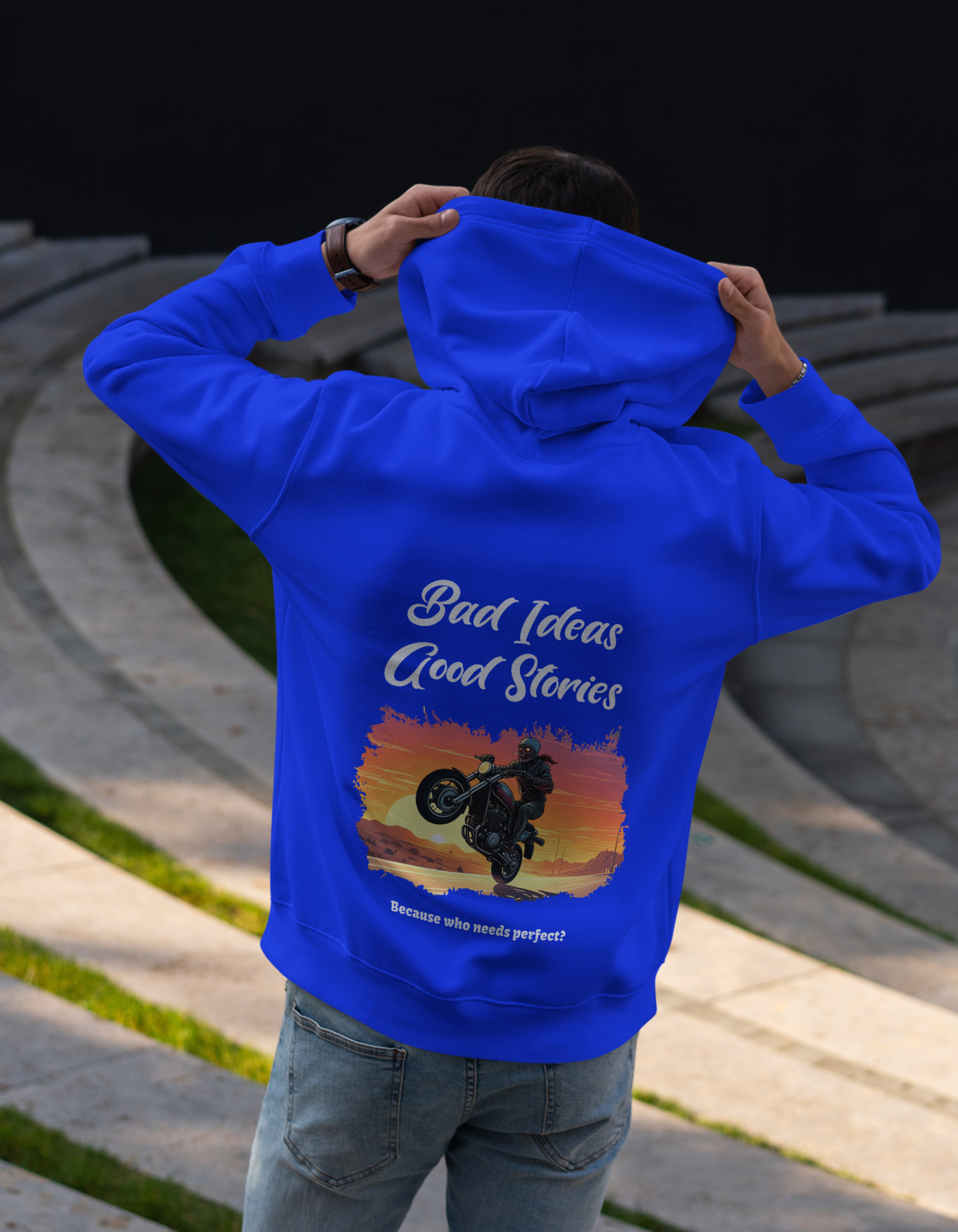 Bad Ideas Good Stories - Royal Blue Oversized Hoodie