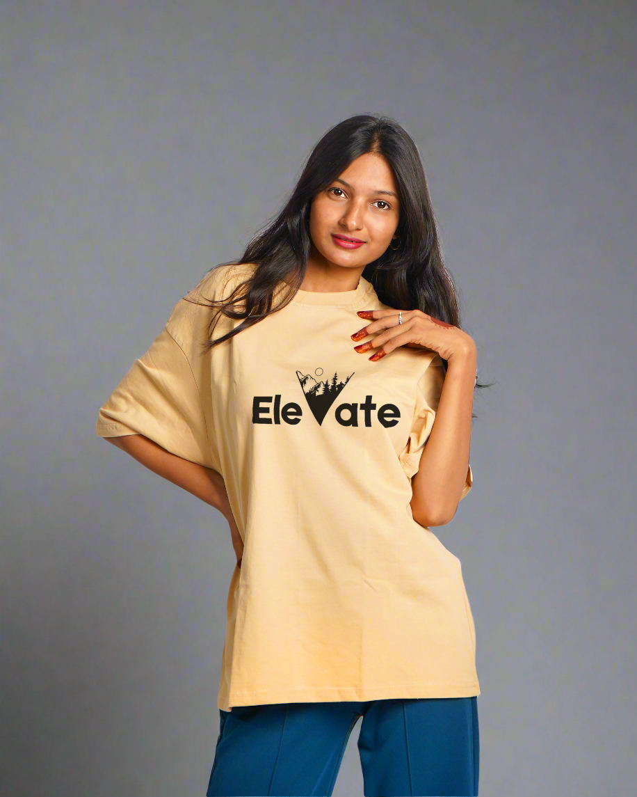 Elevate - Beige Oversized T-shirt